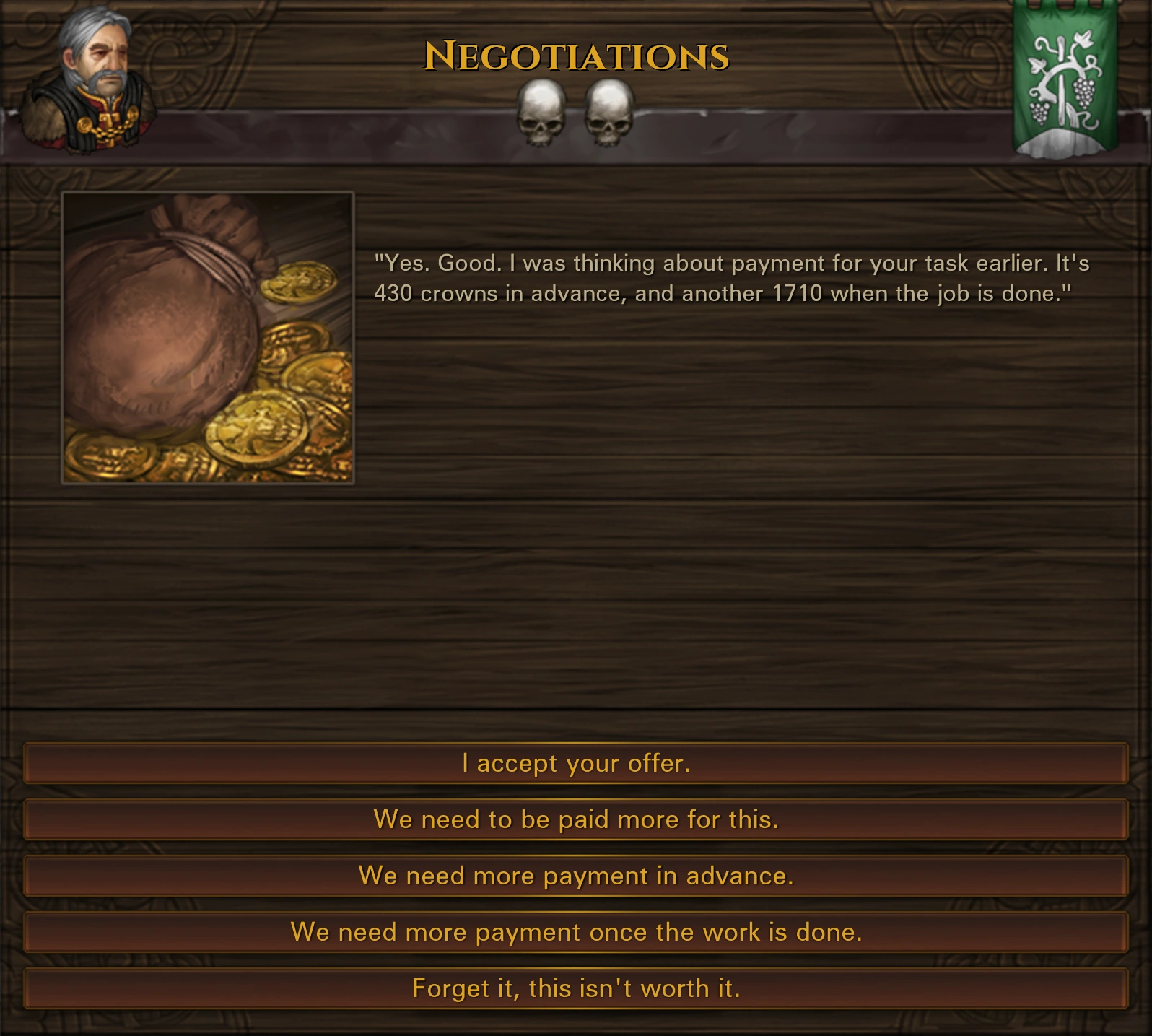 Negotiations screen