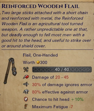 Reinforced Wooden Flail-0